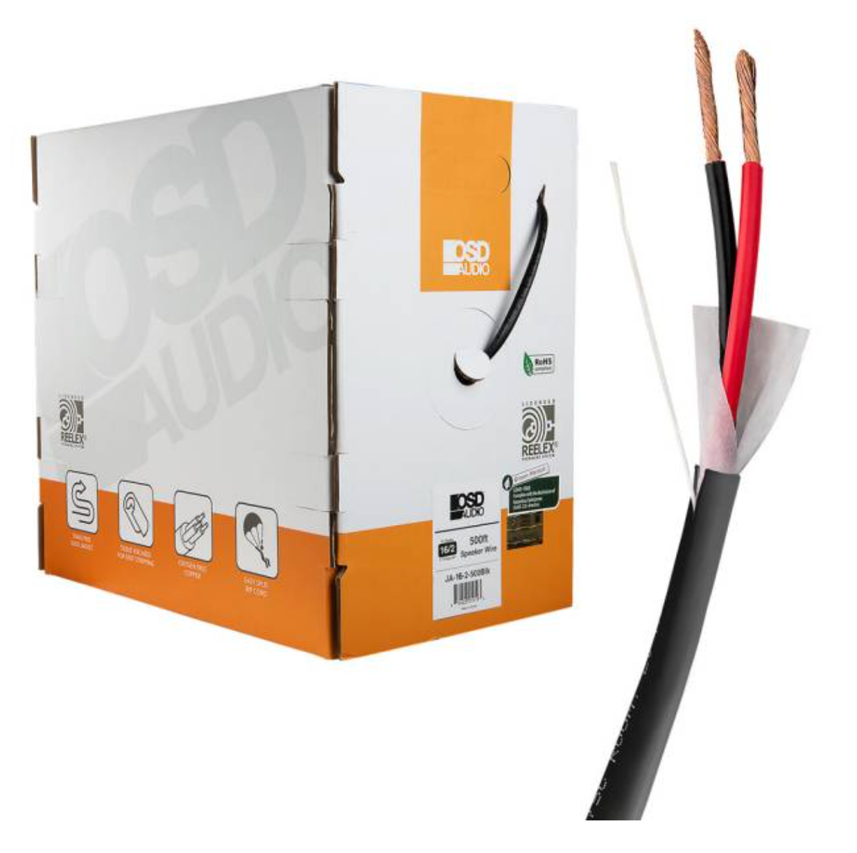 14/2 CL3 Direct Burial Speaker Wire 500Ft Oxygen Free Reinforced Box (Black)
