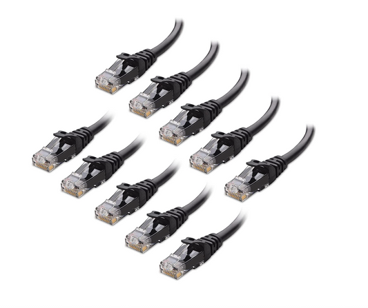 10-Pack Snagless Short Cat 6 Ethernet Cable 3 ft